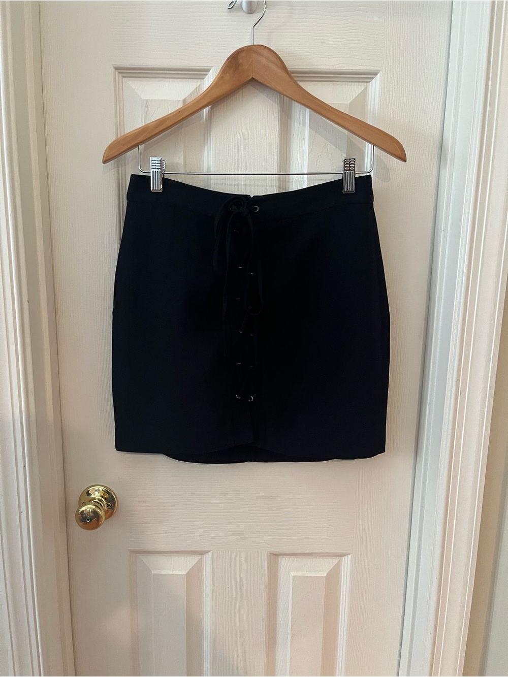 Madewell Black Lace-Up Front Mini Skirt
